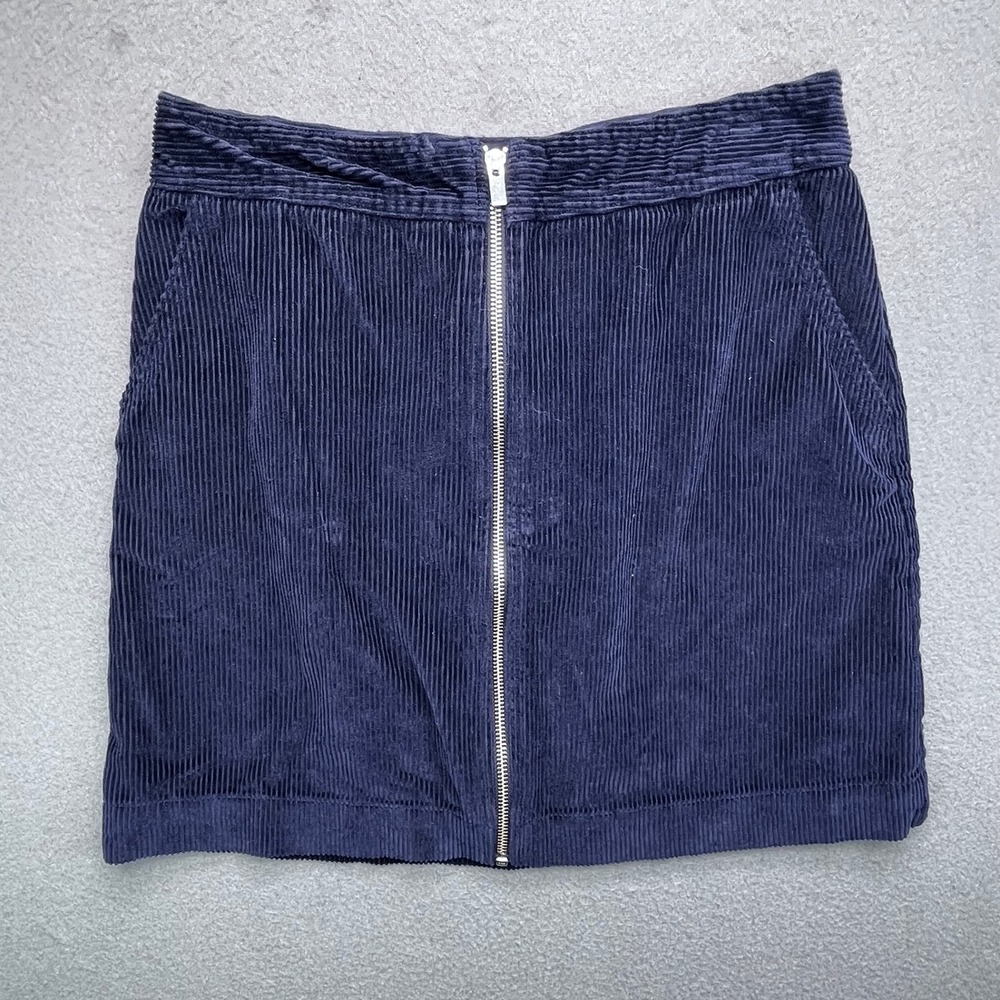Gap Womens Navy Blue‎ Corduroy Zip Front Mini Skirt Size 6 A-Line classicore